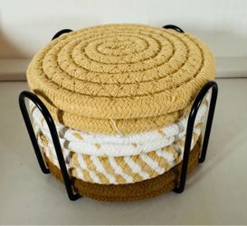 Set of 8 Woven Coasters w/ Holder $10 NEW
