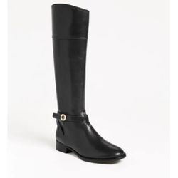 Tory Burch Brita' Black Leather Riding Boots Sz 5.5. Condition is "Pre-owned". See pictures ask questions and make an offer!