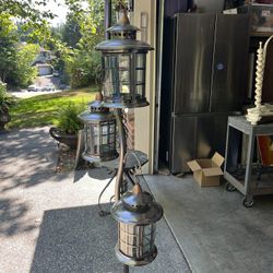 Heavy Duty Set Of 3 Lanterns And Stand  For Candles 