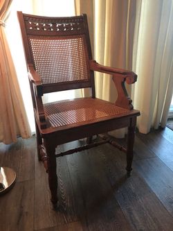 Eastlake style oak cane chair