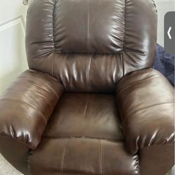 $100  OBO - Dark Brown Faux Leather Rocking Recliner