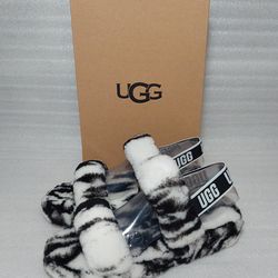 UGG Slippers sandals. New in box. Black White. Authentic. Size 9 women's shoes.