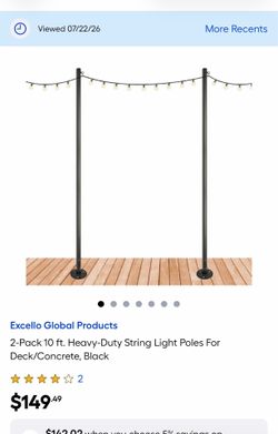 2-pack of Excello Global Products Bistro String Light Poles EGP-LP-V2-2-DK