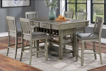 Brand New Grey 7pc Counter Height Dining Table Set
