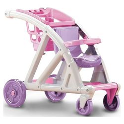 American Plastic Toys Shop With Me Doll Stroller with Shopping Cart Unisex Indoor & Outdoor Play for Kids