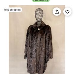 Weiss Mink Fur Coat Real Mink Fur dark Brown