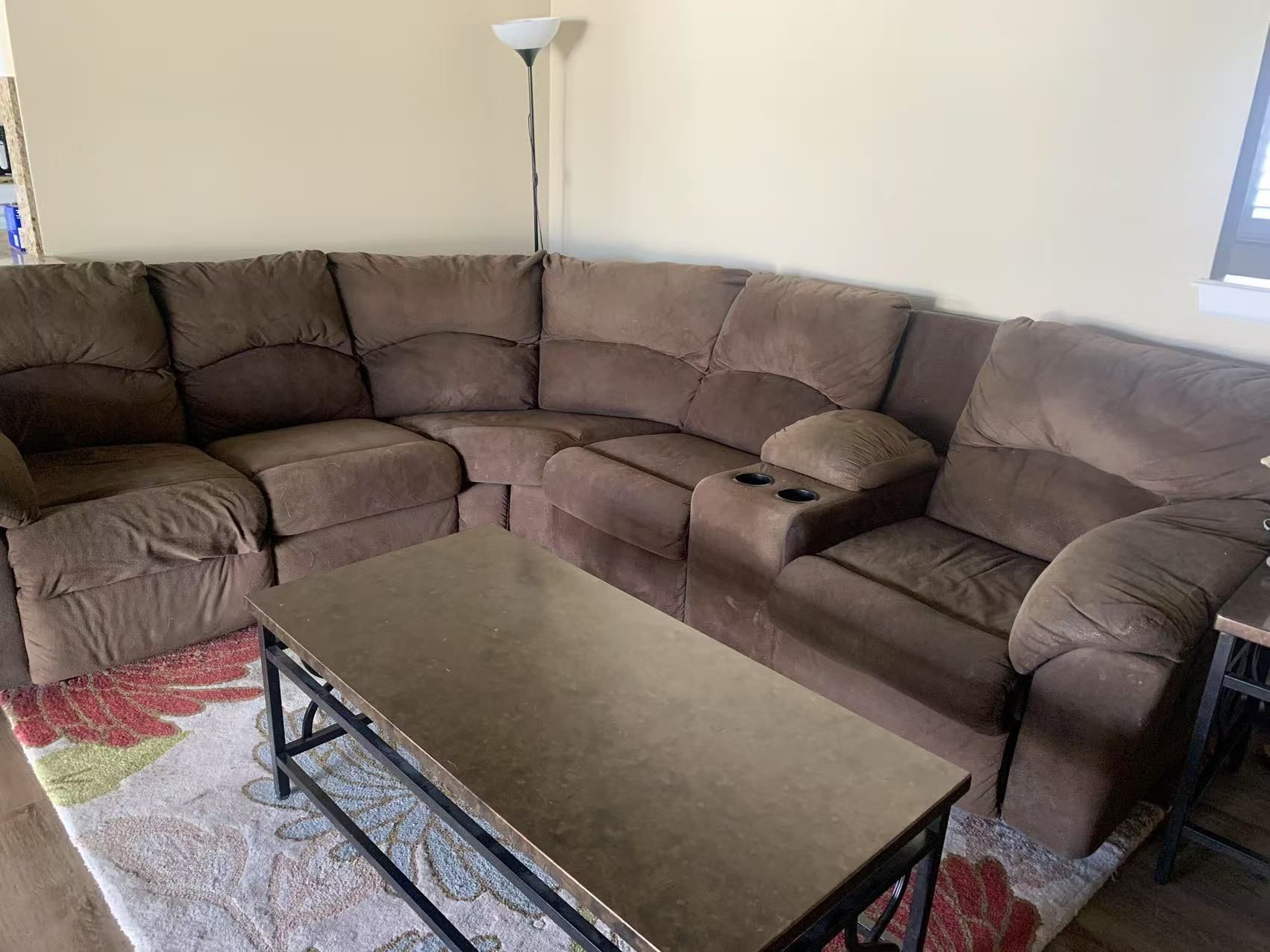 Large Sectional Reclining Sofa with Cup Holders