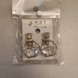 Faux Diamond Globe Earrings 