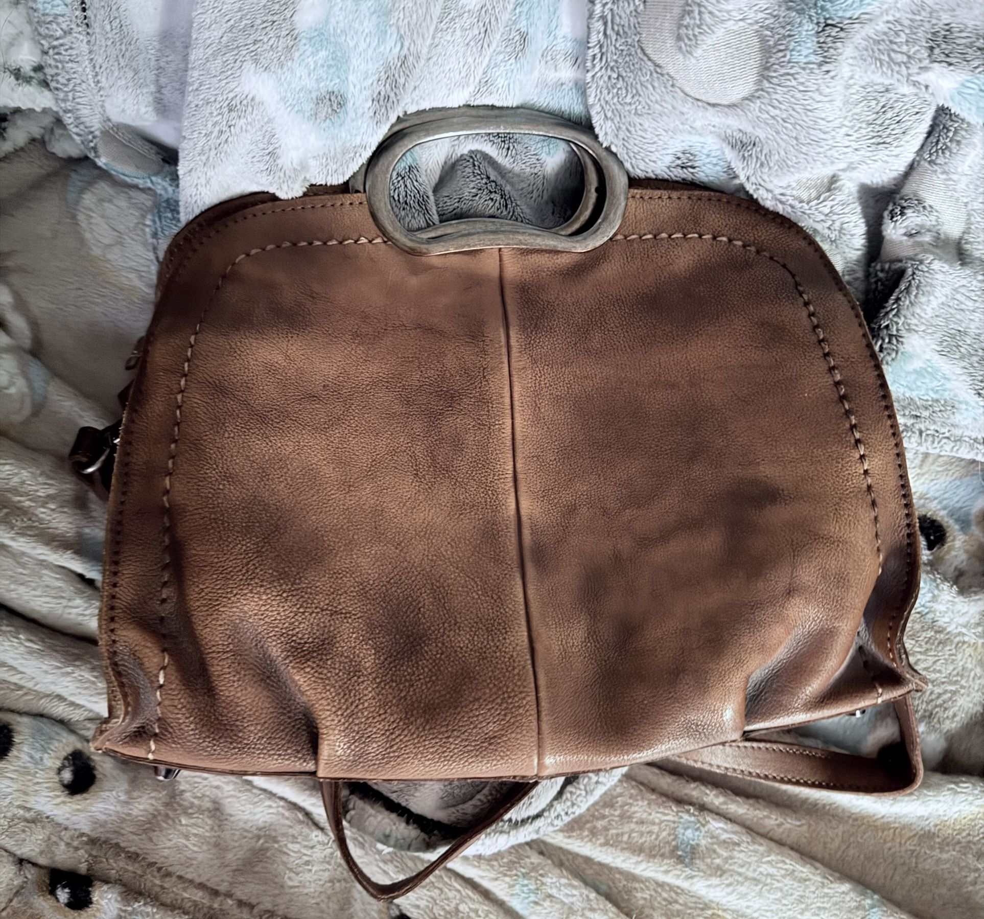 Vintage Italy: VEGETABLE TANNED FULL GRAIN LEATHER SATCHEL DESIGNER HANDBAG WF51