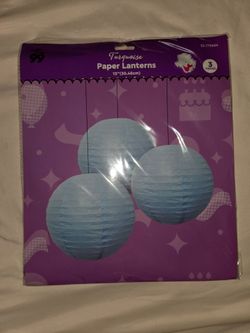 Turquoise Paper Lanterns 12-Inch 3-Pack