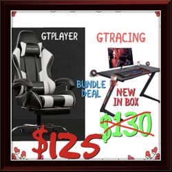 GTPLAYER GAME CHAIR DESK BUNDLE NEW 