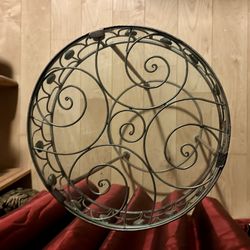Round Glass Metal End Table