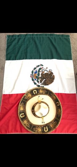 VINTAGE: Authentic Sonbrero Charro Mexicano: and Mexico 🇲🇽 II Flag