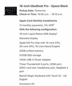 2025 MacBook Pro M4 Pro 16’