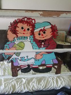 Handpainted Raggedy Ann and Andy window