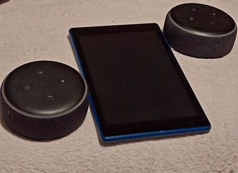2 Echo Dots and Amazon Fire Tablet