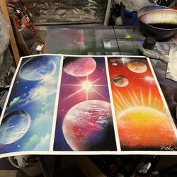 Spray Paint Planets Art