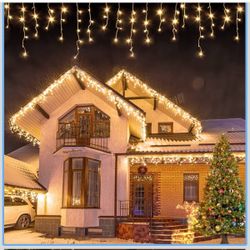 Icicle Christmas Lights Outdoor, 480 LED 39FT Icicle String Lights with 96 Drops 8 Modes and Timer, Twinkle Icicle Fairy Lights for House Patio Bedroo