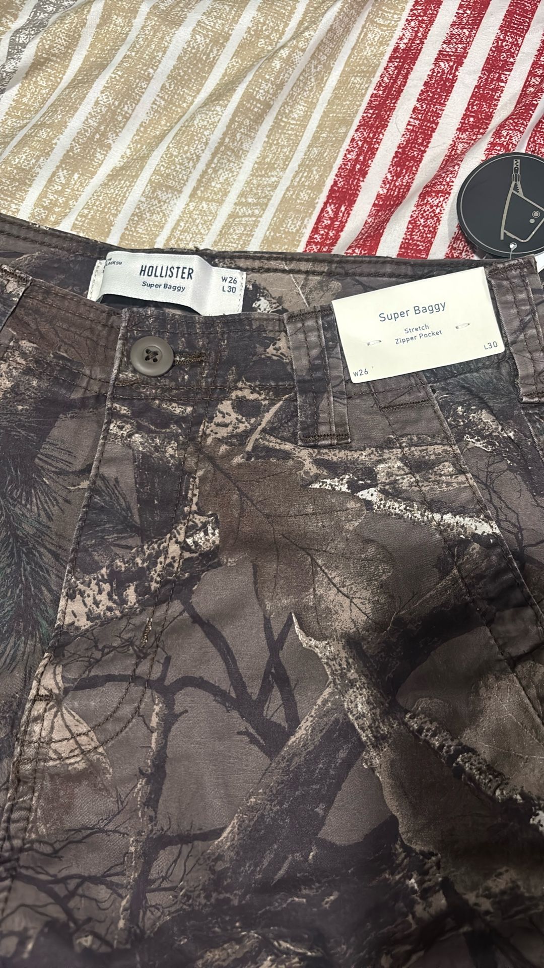 New Hollister Camo Baggy Pants Sz 26w 30L