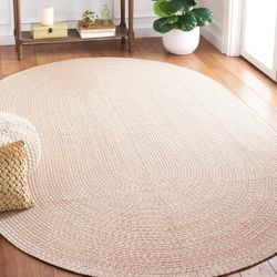 SAFAVIEH Braided Collection Area Rug - 5' x 8' Oval, Natural, Handmade Farmhouse