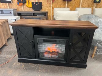 Brand new electric fireplace  produces heat