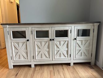 Ashley Furniture Bolanburg 74" Modern Farmhouse TV Stand / Media Console / Sideboard Buffet Cabinet