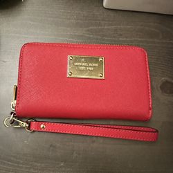 Michael Kors Wallet Wristlet Zipper Red