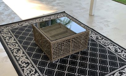 Earthy Home Style Outdoor Rattan Coffee table With Glass Top