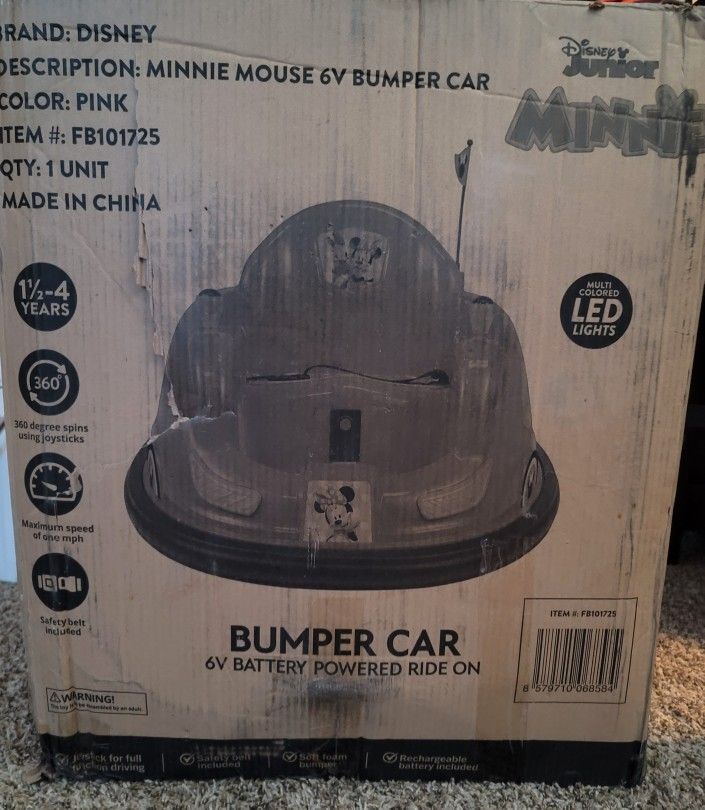 DISNEY 2021 EDITION MINNIE MOUSE 6 VOLT BUMPER CAR for Sale in Lake