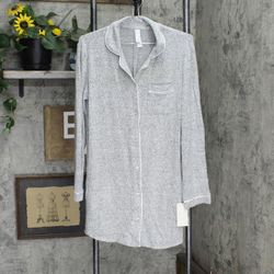Women's  Cozy Knit Notch Collar  Nightgown Top Tunic Size S Small 