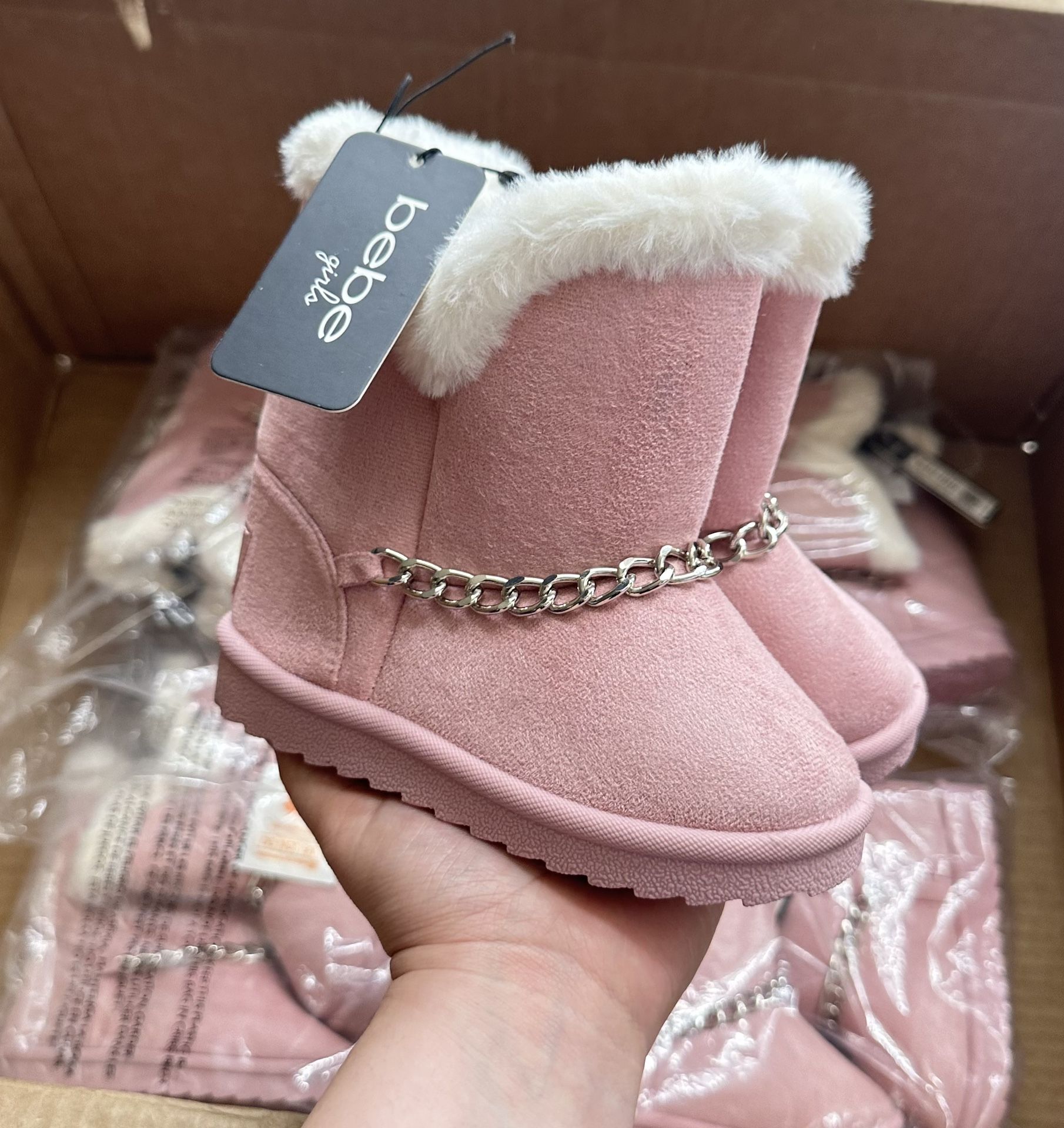 BEBE Toddler Girls Chain Faux Fur Lined Boots Pink - NEW - Size 8