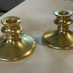 Vintage Pair Of 2 Pickard Gold Encrusted Candle Holders