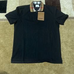 Check Collar Cotton Polo Shirt