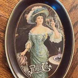 Vintage PEPSI COLA Oval Metal Tip Trays