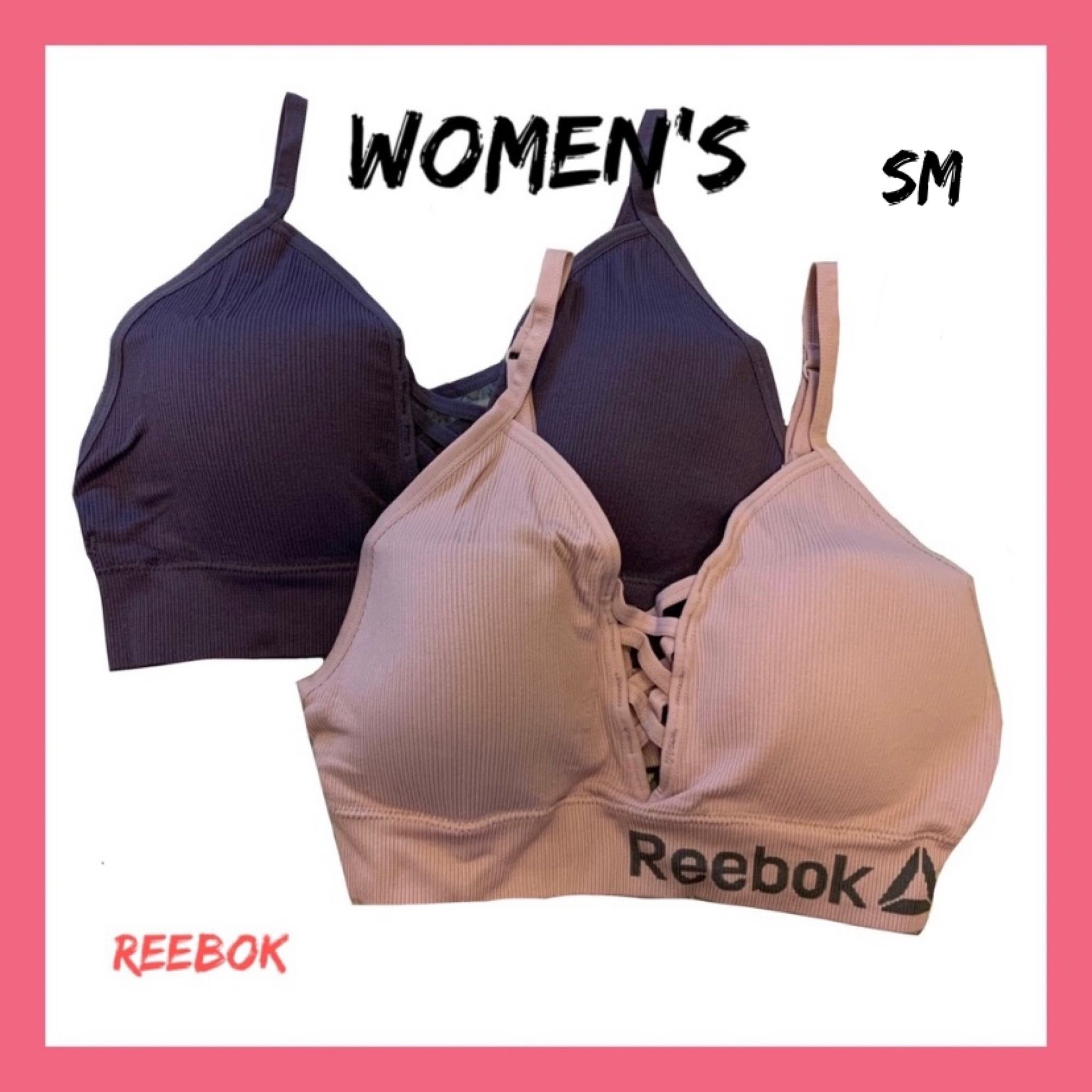 NIB Womens Reebok 2Pc Plunge Bralettes Sz:Small