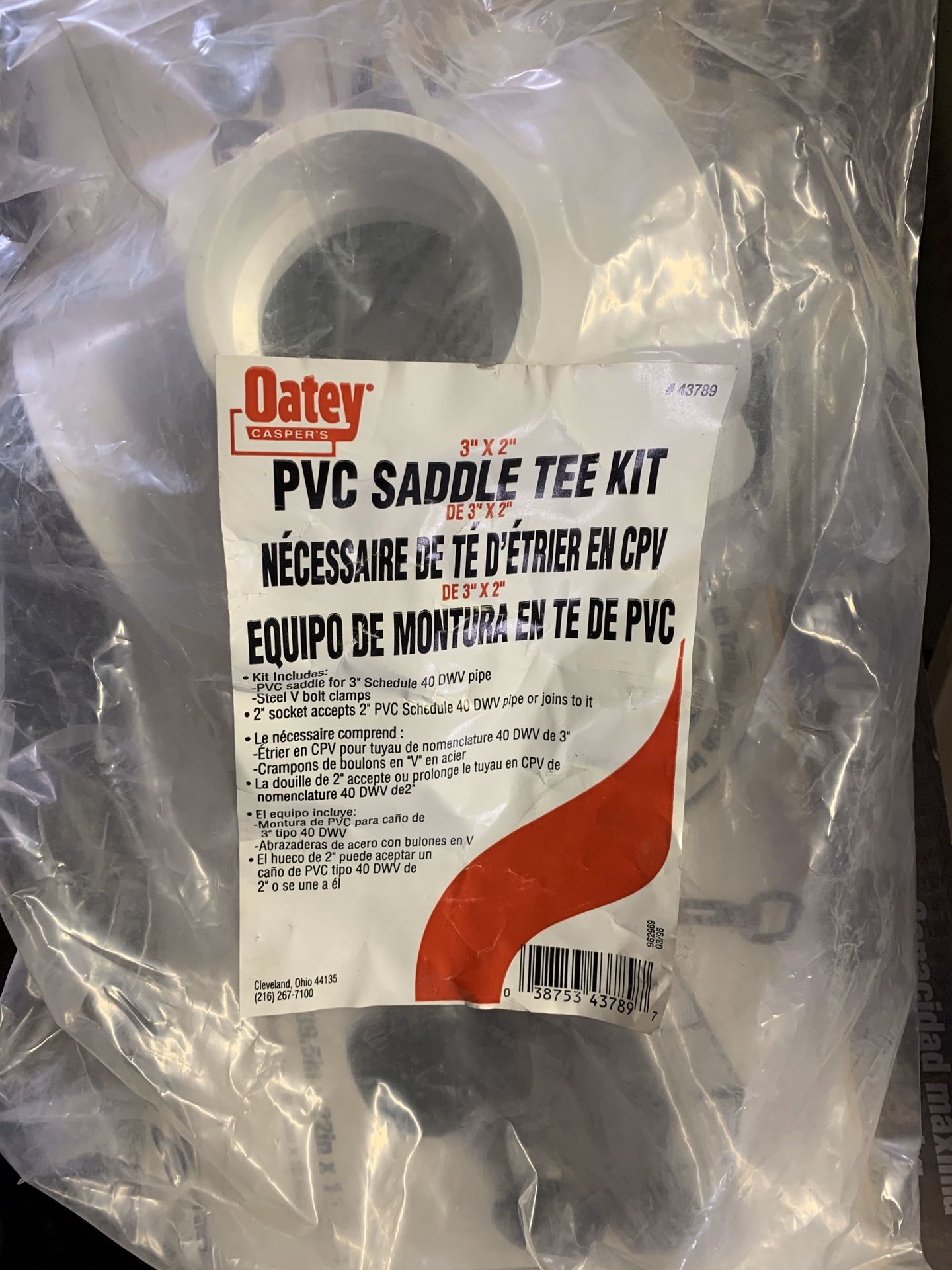 Oates PVC Saddle Tee Kit new sealed