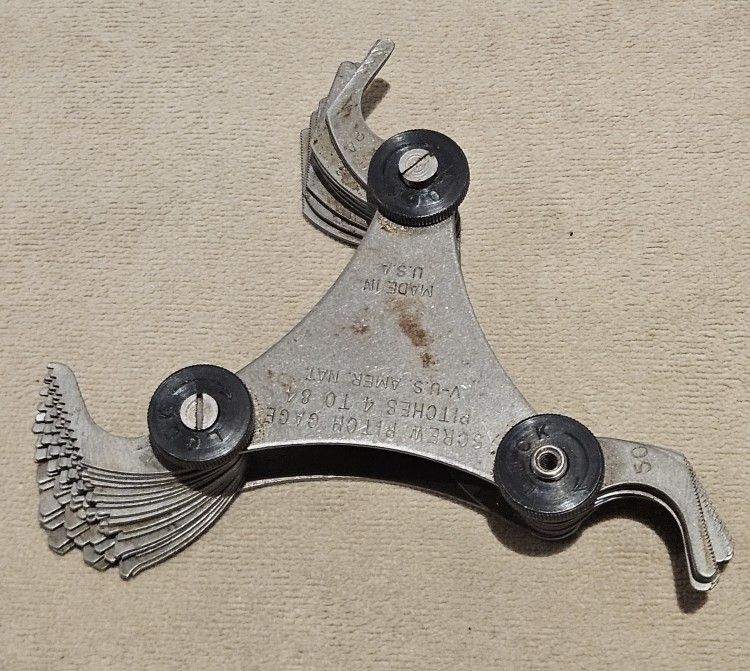 🗽VINTAGE SCREW PITCH GAGE 4 TO 84 V- US AMER.NAT. MADE IN USA