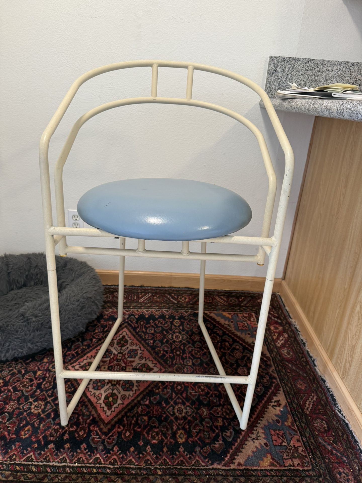 Retro Blue And White Bar Seat