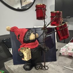 ✅Black Bear Christmas Candle Holder