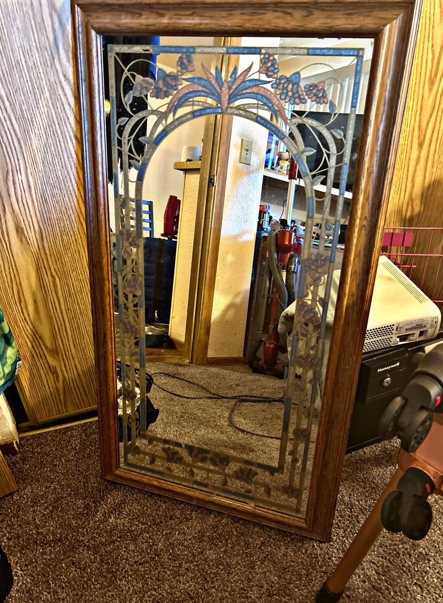 Windsor Art Wall Mirror Etched Floral BorderVintage for Sale in