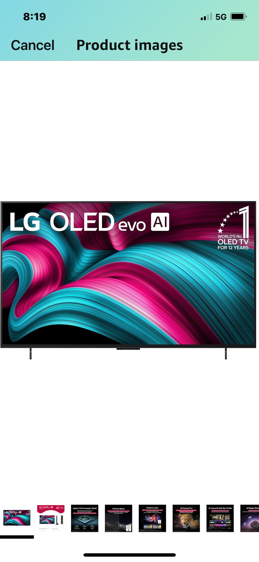 LG 42-Inch Class OLED evo AI 4K C5 Series Smart TV w/Dolby Atmos, Dolby Vision, HDR10, AI Super Upscaling 4K, Filmmaker Mode, Wow Orchestra, Alexa Bui