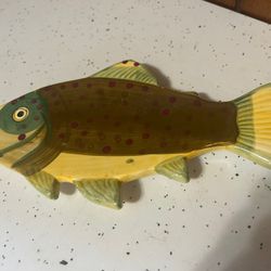 Fish - ceramic plate - 9.5" - beach coastal cabin lake decor
