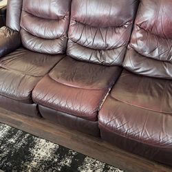 Dark Brown Large 3 section Sofa Leather Recliner 
