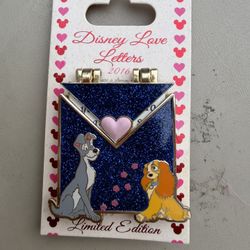 Disney Parks Love Letters Lady and Tramp Pin