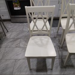 4 Linen White Chairs