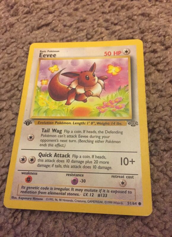 1995 Rare Eevee Pokémon card