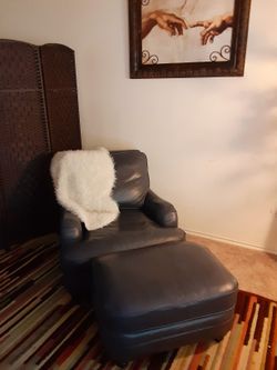 Smokey Gray, Sam Moore Chair & Ottoman