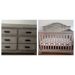 Asher Simmons kids crib and matching dresser with changing top
