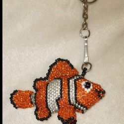 "Nemo" clown fish hand beaded keychain $10 FIRM