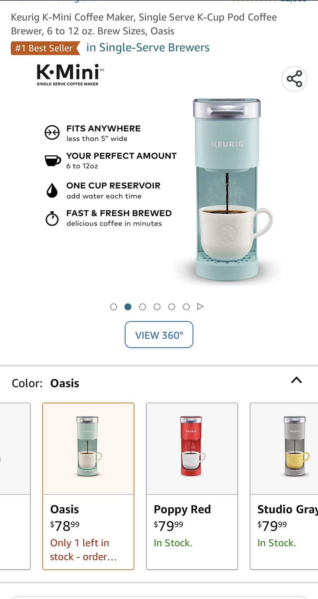 Keurig K Mini Coffee Maker, Single Serve K Cup Pod Coffee Brewer